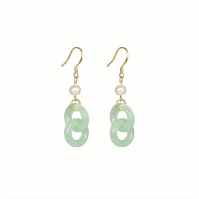 Jade Knot & Pearl Earrings
