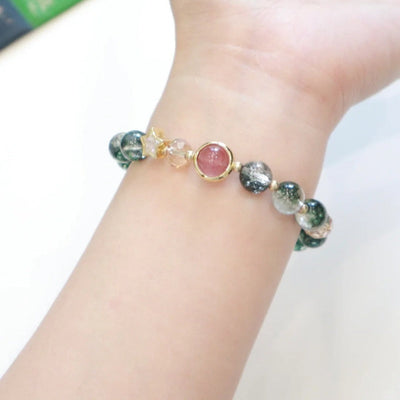 Fortune • Strawberry Crystal Green Ghost Bracelet