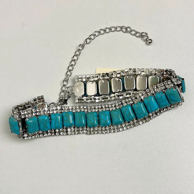Rhinestone & Turquoise Expanded Necklace