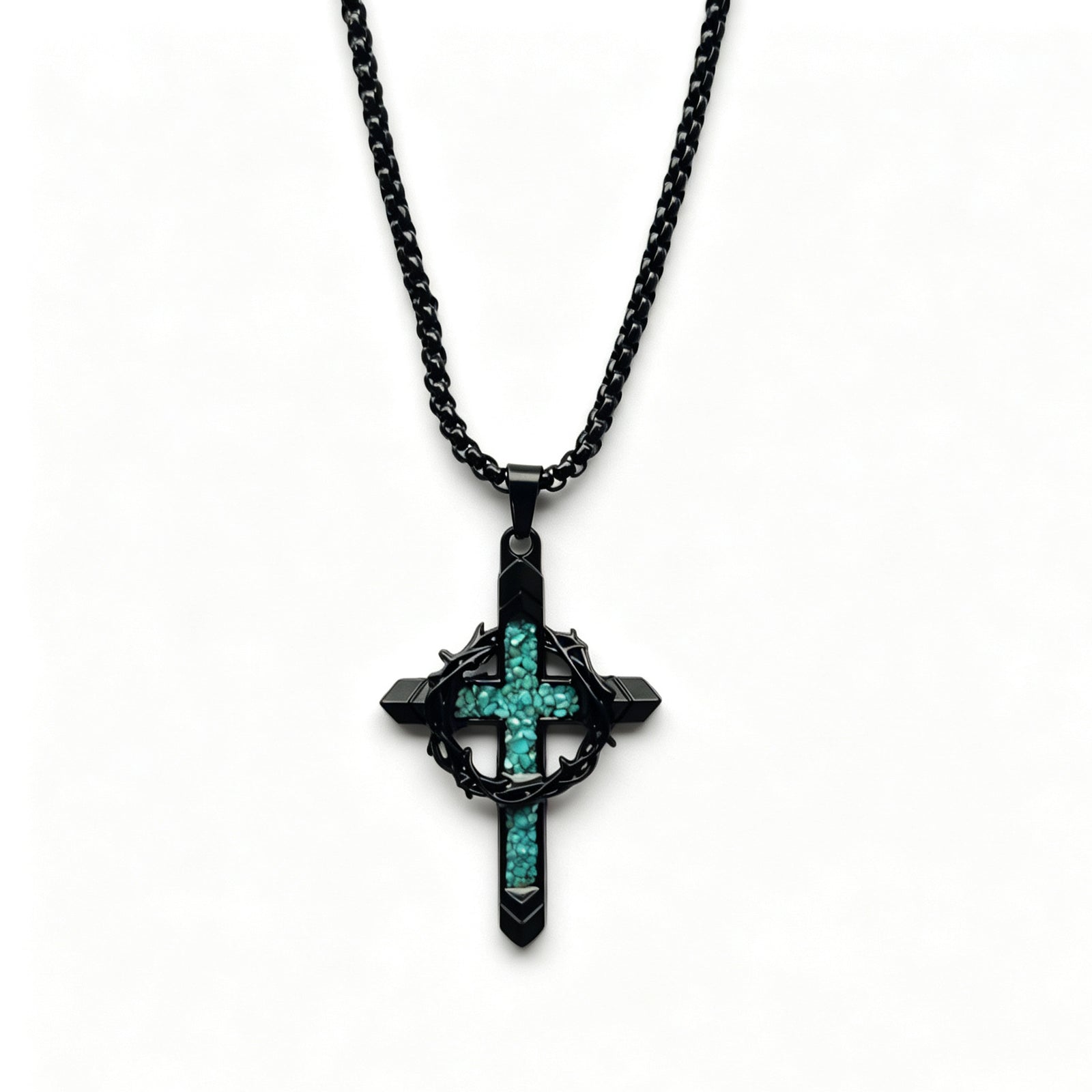 Thorn Wreath Cross Necklace