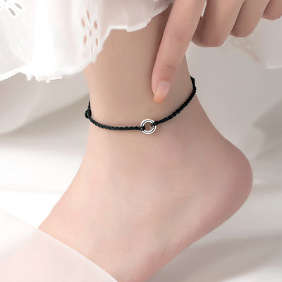 Lucky Clasp  S925 Sterling Silver Braided Rope Anklet