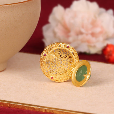 Lucky clouds hollow Emerald Jade Stone Necklace