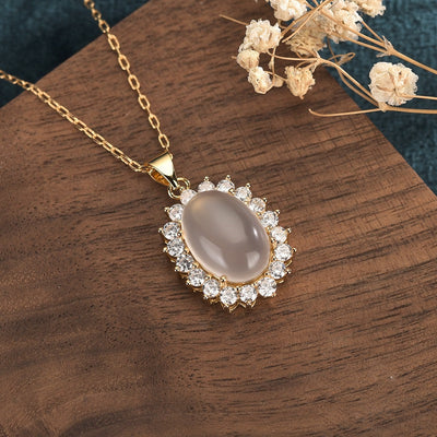 Diamond Emerald Jade stone necklace