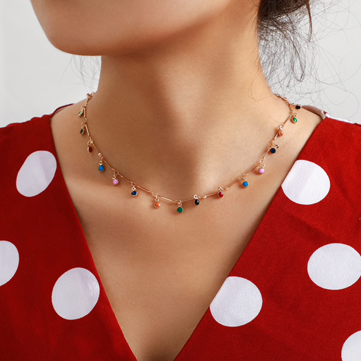 Rainbow Pendant Choker Necklace