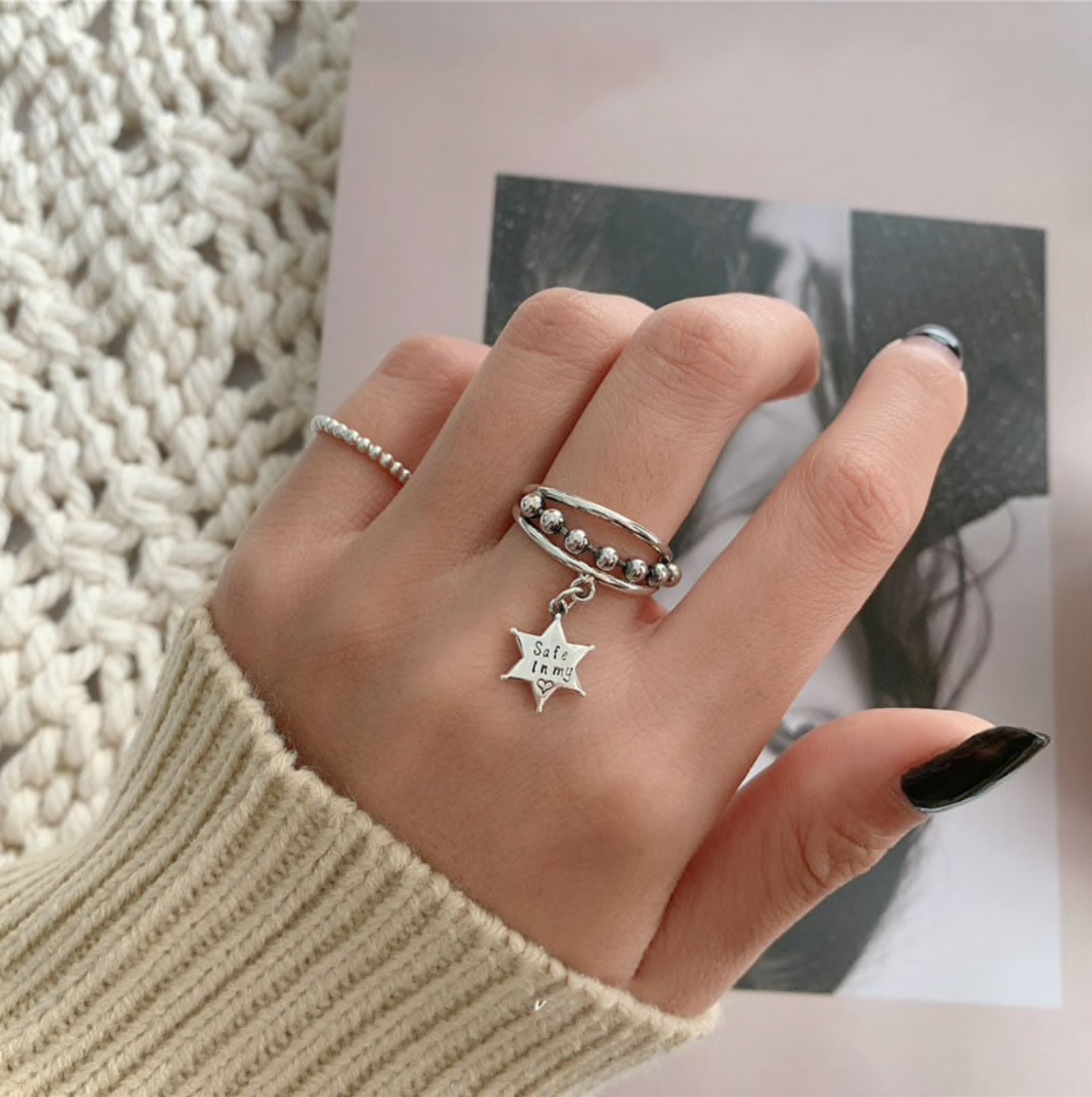 'Safe In My Heart' Silver Ring