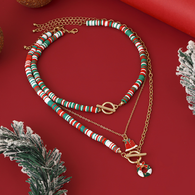 Fashionable polymer clay buckle alloy necklace