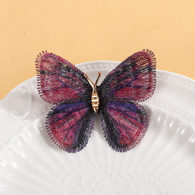 Gradient embroidered butterfly brooch