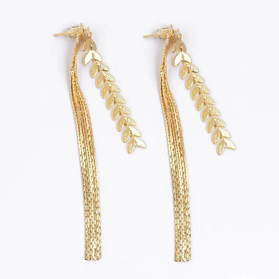 Wheat ear long tassel earrings