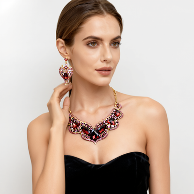 18K Gold Amethyst Necklace & Earring Set