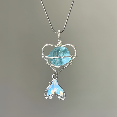 Aquamarine rough stone necklace